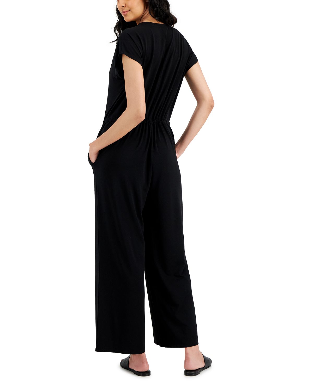 Macacão curto feminino Eileen Fisher, preto, tamanho pequeno