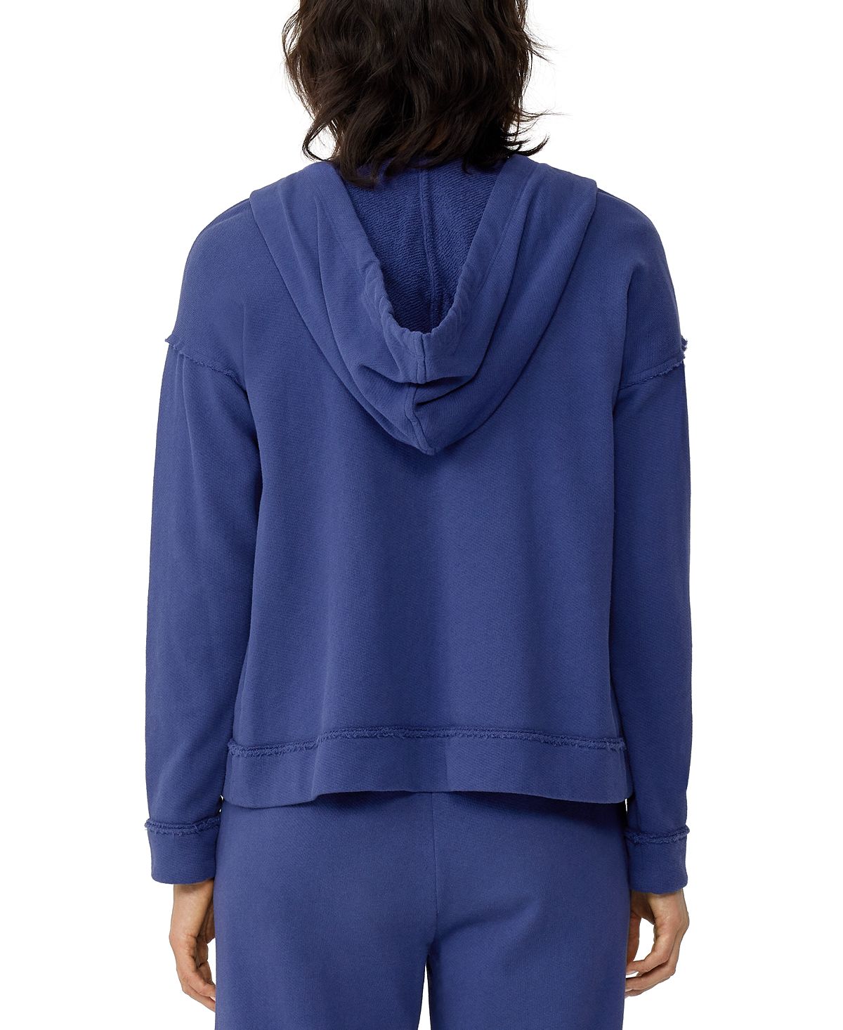 Moletom com capuz feminino Eileen Fisher de algodão orgânico com zíper, roxo, tamanho grande