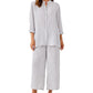 Camisa feminina Eileen Fisher de linho orgânico, manga comprida, azul, tamanho pequeno médio
