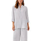 Camisa feminina Eileen Fisher de linho orgânico, manga comprida, azul, tamanho pequeno médio