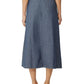 Saia midi evasê de algodão orgânico Eileen Fisher feminina, azul, tamanho grande