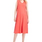 Vestido feminino Eileen Fisher sem mangas com decote em V, vermelho, tamanho pequeno grande