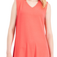 Vestido feminino Eileen Fisher sem mangas com decote em V, vermelho, tamanho pequeno grande