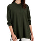 Camisa feminina Eileen Fisher com gola mandarim, verde, tamanho médio