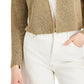 Cardigan feminino Eileen Fisher de linho orgânico com decote em V e frente aberta, marrom, tamanho XX-S