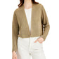 Cardigan feminino Eileen Fisher de linho orgânico com decote em V e frente aberta, marrom, tamanho XX-S