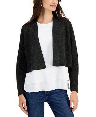 Eileen Fisher Women's Organic Linen V Neck Open Front Cardigan Green Size Medium