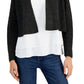 Cardigan feminino Eileen Fisher de linho orgânico com decote em V e frente aberta, verde, tamanho médio