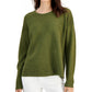 Blusa feminina Eileen Fisher com gola redonda orgânica, verde, tamanho médio