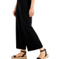 Calça cropped feminina Eileen Fisher, perna larga, preta, tamanho pequeno