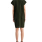 Vestido feminino Eileen Fisher de linho orgânico com gola mandarim e manga curta, verde, tamanho médio