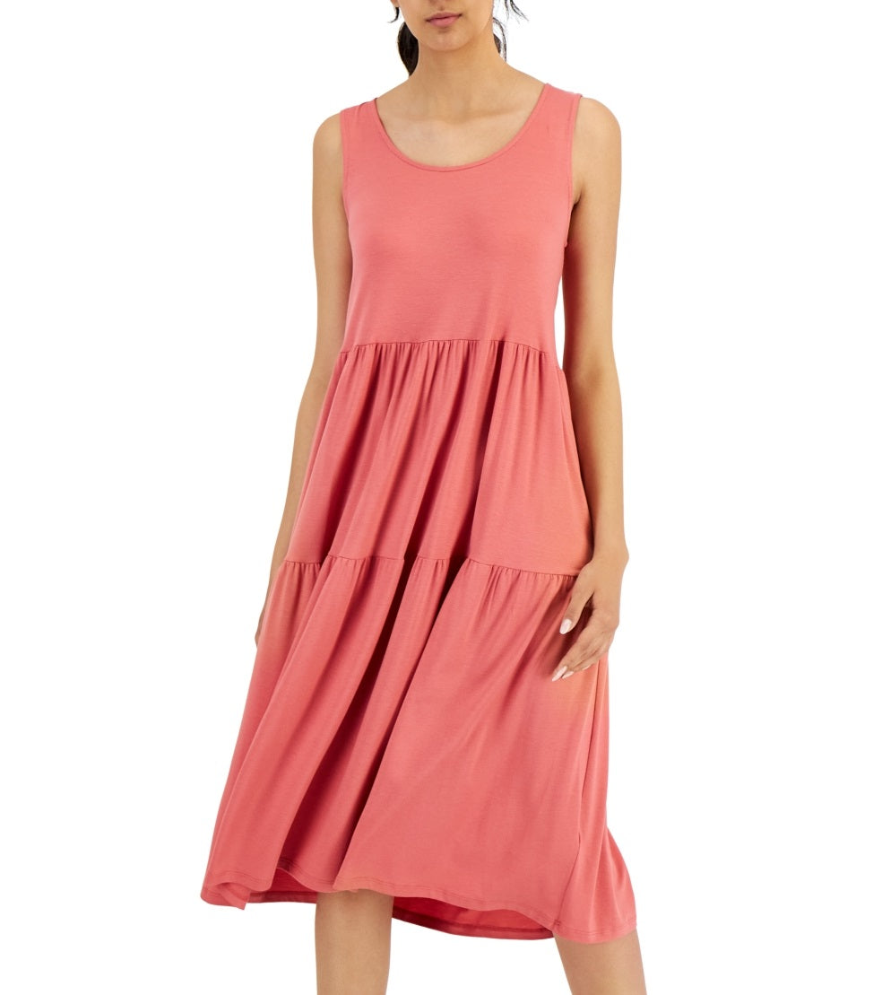 Vestido feminino sem mangas Eileen Fisher em camadas, rosa, tamanho X-S
