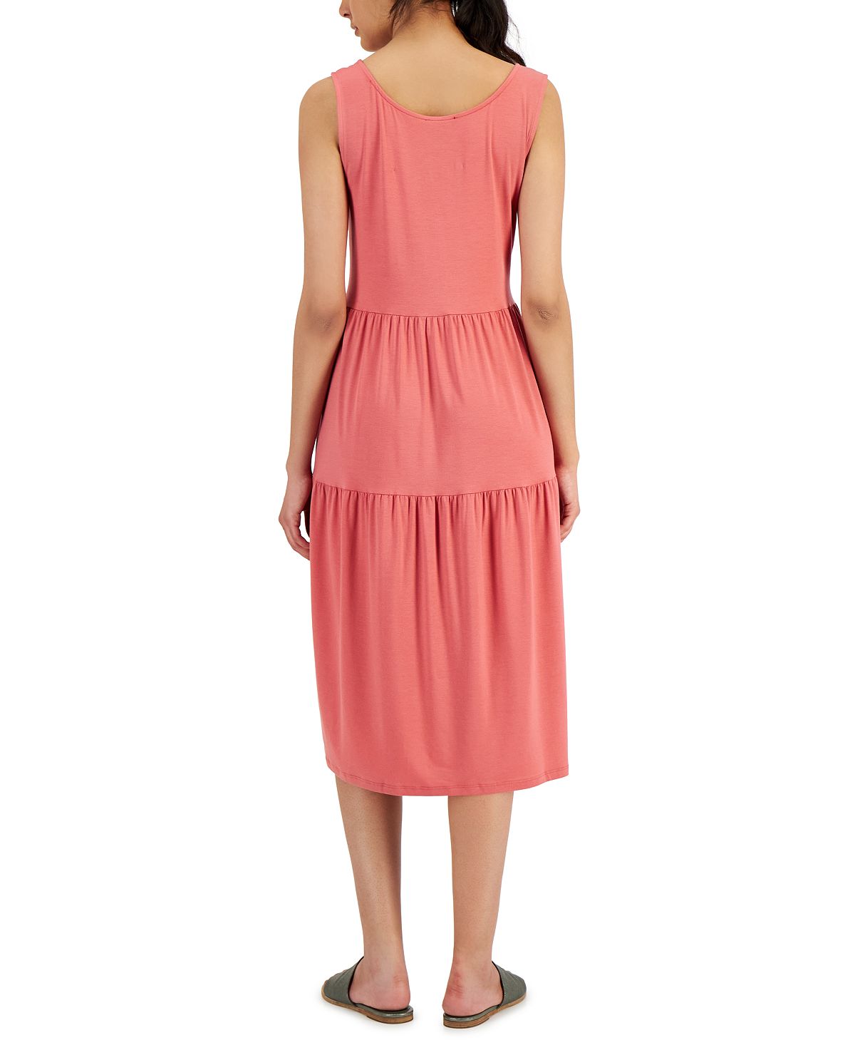 Vestido feminino sem mangas Eileen Fisher em camadas, rosa, tamanho médio