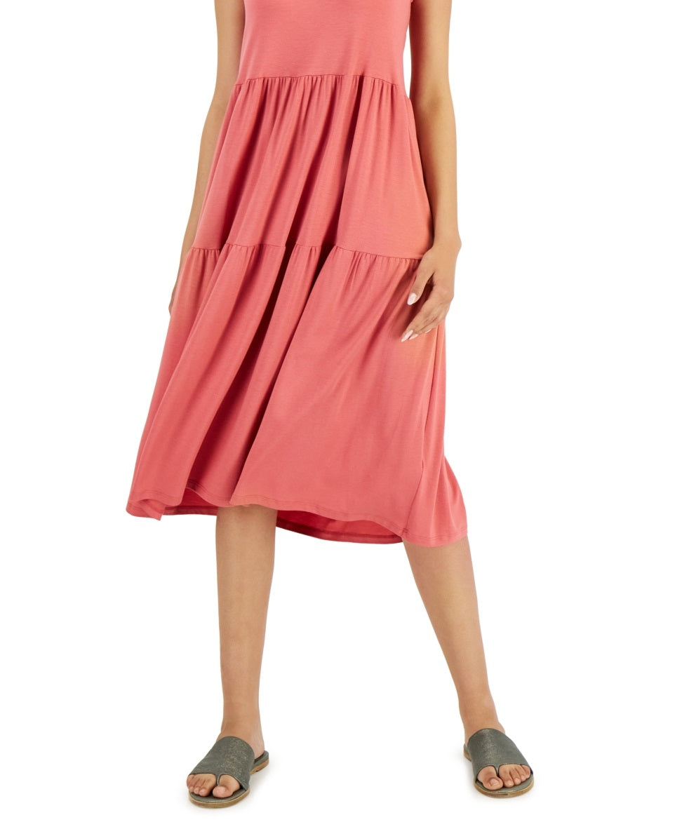 Vestido feminino sem mangas Eileen Fisher em camadas, rosa, tamanho grande