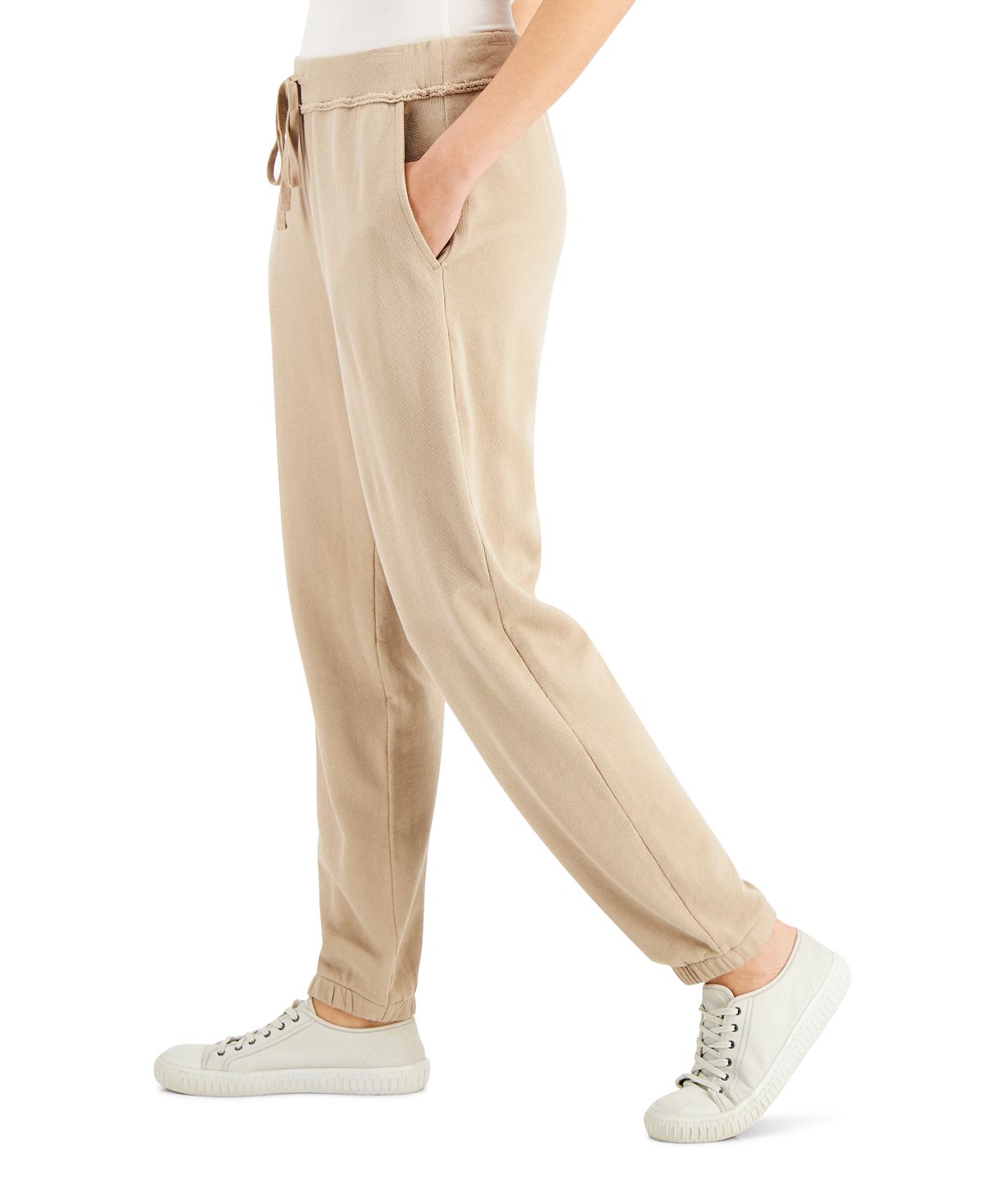 Calça de moletom feminina Eileen Fisher de algodão orgânico, marrom, tamanho X-G