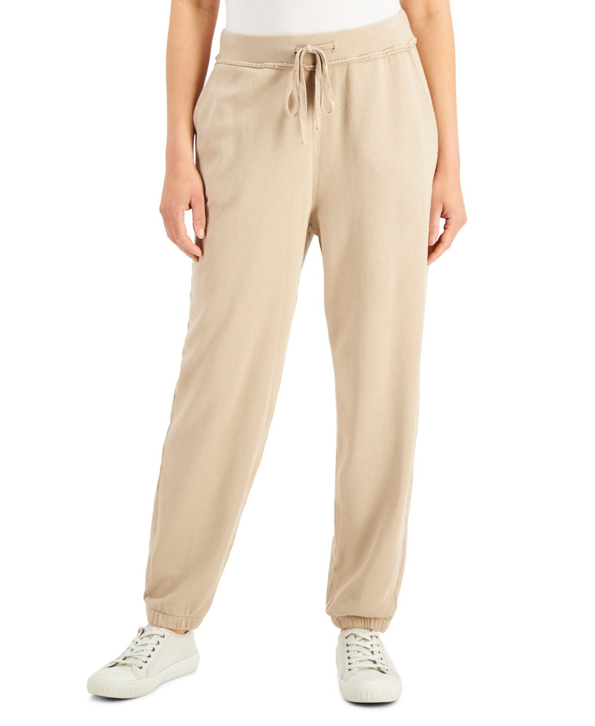 Calça de moletom feminina Eileen Fisher de algodão orgânico, marrom, tamanho X-G