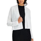 Cardigan curto feminino Eileen Fisher de linho orgânico e algodão, branco, tamanho extragrande