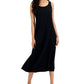 Vestido curto feminino Eileen Fisher com decote redondo, preto, tamanho XX-S