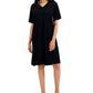 Vestido feminino Eileen Fisher com decote em V, preto, tamanho grande