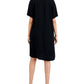 Vestido feminino Eileen Fisher com decote em V, preto, tamanho grande