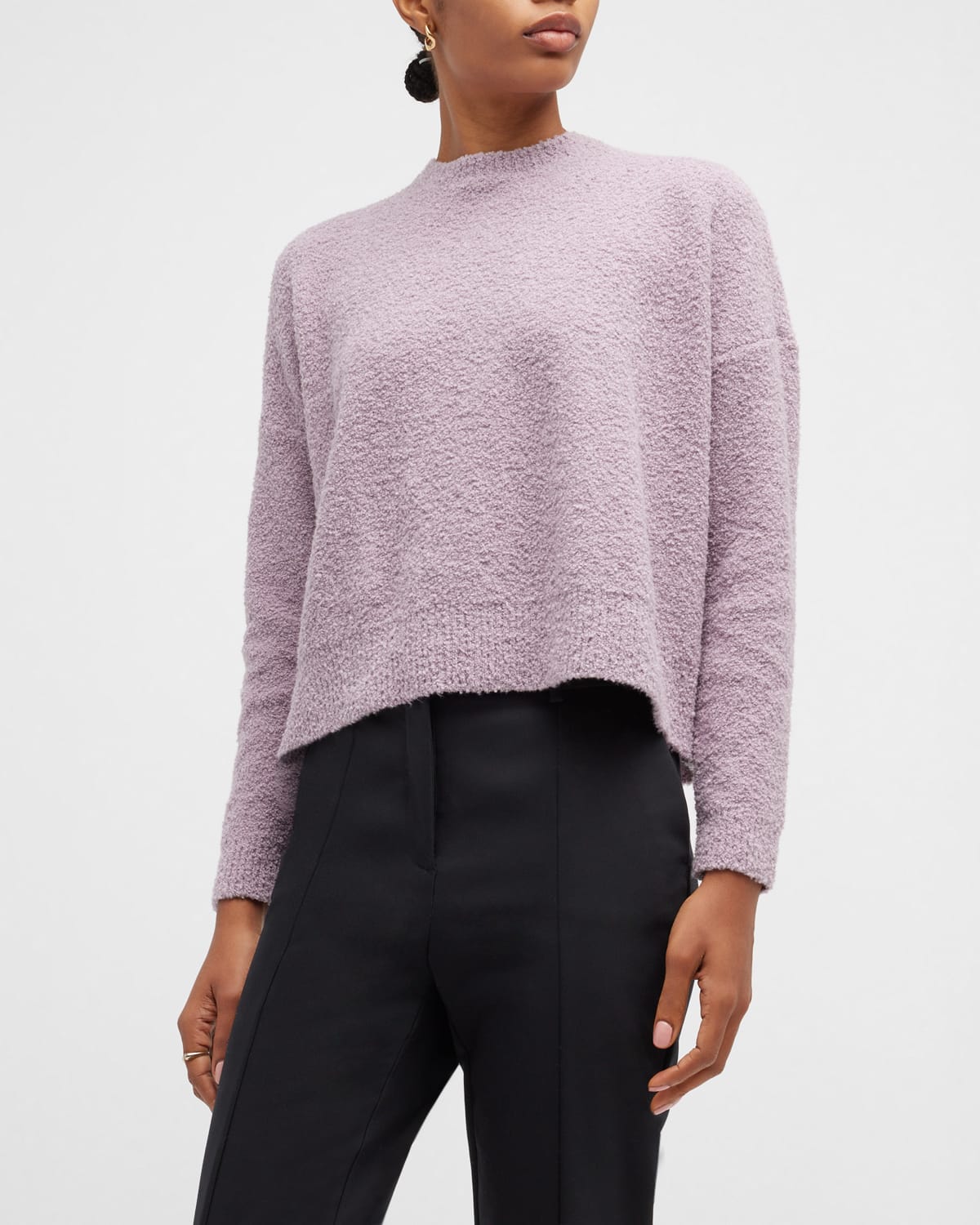Eileen Fisher Top feminino com decote redondo, roxo, tamanho pequeno