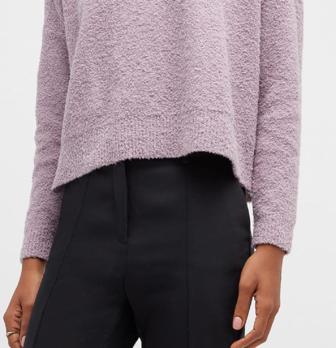 Eileen Fisher Top feminino com decote redondo, roxo, tamanho pequeno