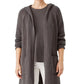 Cardigan longo de algodão com capuz feminino Eileen Fisher, marrom, tamanho XS