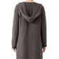Cardigan longo de algodão com capuz feminino Eileen Fisher, marrom, tamanho XS