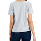 Camiseta feminina Eileen Fisher com decote em V e manga curta, cinza, tamanho grande