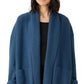 Jaqueta feminina Eileen Fisher de lã cozida com frente aberta, azul, tamanho grande