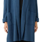 Jaqueta feminina Eileen Fisher de lã cozida com frente aberta, azul, tamanho grande