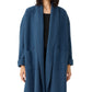Jaqueta feminina Eileen Fisher de lã cozida com frente aberta, azul, tamanho grande