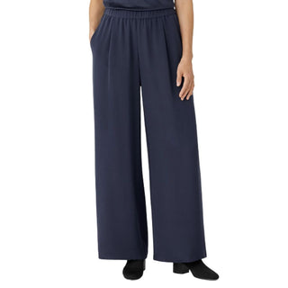 Calça Eileen Fisher Nocturne Feminina Cintura Alta Perna Larga Seda Tamanho Médio