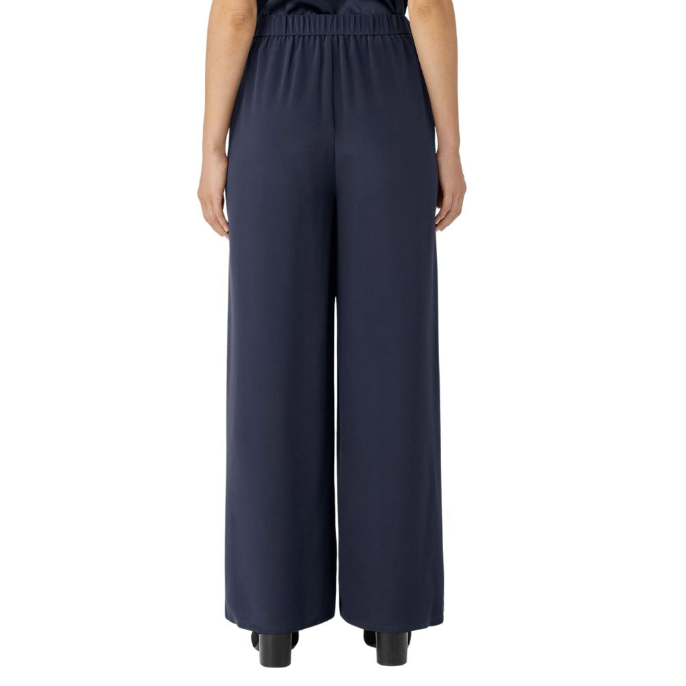 Calça Eileen Fisher Nocturne Feminina Cintura Alta Perna Larga Seda Tamanho Médio