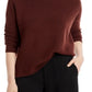 Suéter feminino Eileen Fisher de lã merino com gola redonda, marrom, tamanho extragrande