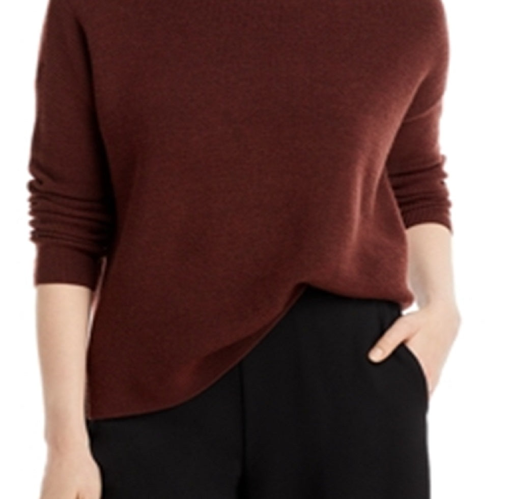 Suéter feminino Eileen Fisher de lã merino com gola redonda, marrom, tamanho extragrande