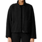 Jaqueta Eileen Fisher feminina com gola alta e bouclé, preta, tamanho X-S