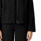 Jaqueta Eileen Fisher feminina com gola alta e bouclé, preta, tamanho X-S
