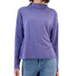 Eileen Fisher Top feminino com decote em V e manga comprida, tamanho grande, roxo
