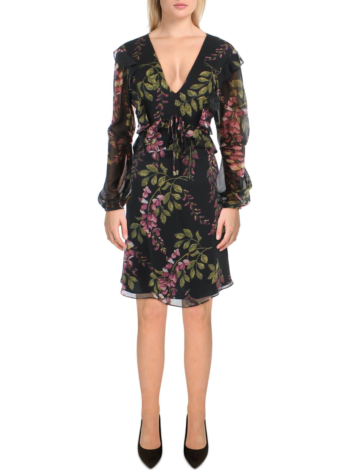 Vestido curto feminino Kensie com decote em V e ajuste evasê, tamanho 6 EUA