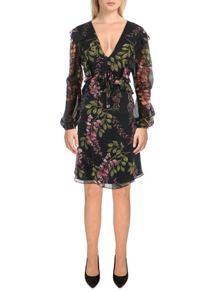 Vestido curto feminino Kensie com decote em V e ajuste evasê, tamanho 6 EUA