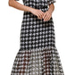 Vestido feminino Kensie de chiffon com estampa pied-de-poule, preto, tamanho 4