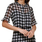 Vestido feminino Kensie de chiffon com estampa pied-de-poule, preto, tamanho 4