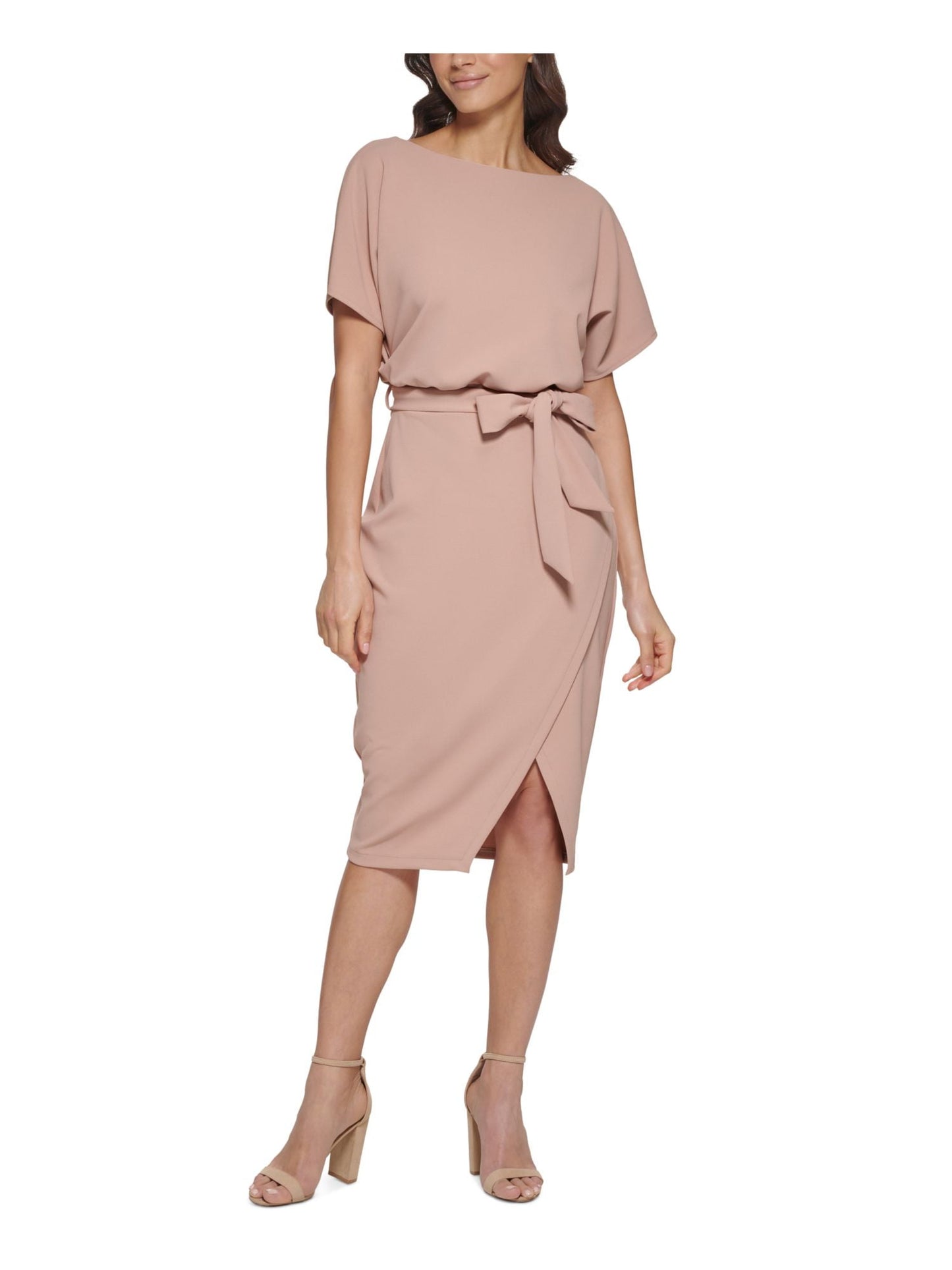 Vestido feminino Kensie Blouson Wrap bege tamanho 14