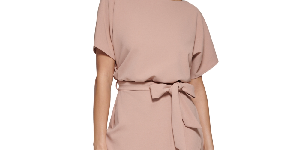 Vestido feminino Kensie Blouson Wrap bege tamanho 14