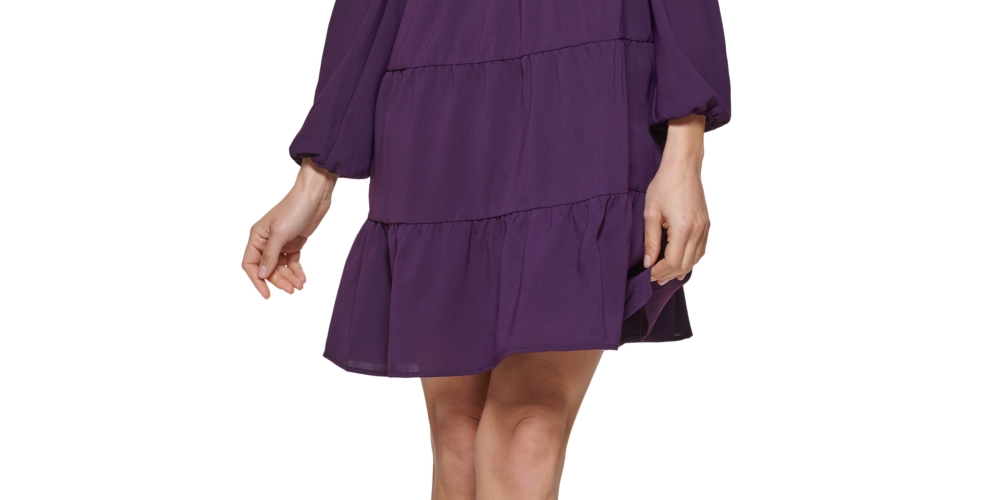 Vestido feminino Kensie com gola e camadas, roxo, tamanho 8