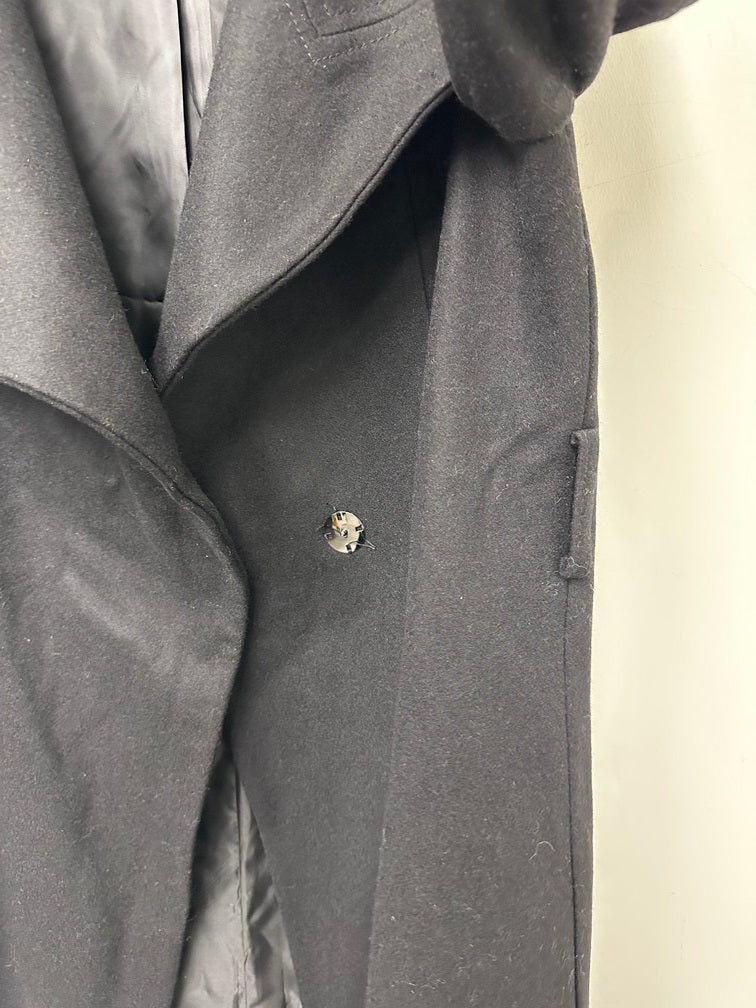 Kenneth Cole Casaco longo assimétrico com cinto feminino cinza tamanho 10