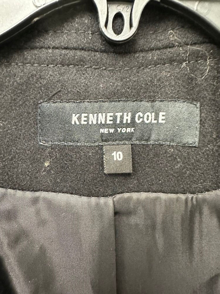 Kenneth Cole Casaco longo assimétrico com cinto feminino cinza tamanho 10