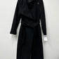 Kenneth Cole Casaco longo assimétrico com cinto feminino, preto, tamanho 8
