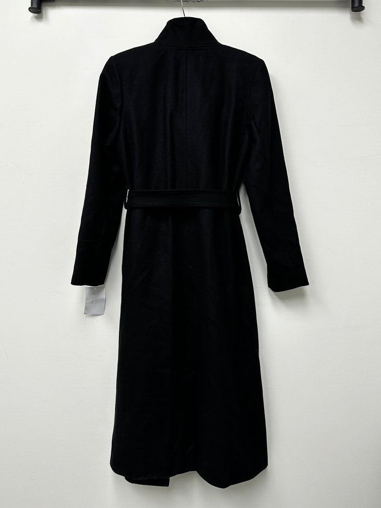 Kenneth Cole Casaco longo assimétrico com cinto feminino, preto, tamanho 8